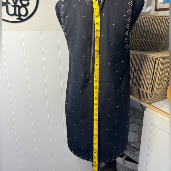 Free People Soho Studded Black Sleeveless Mini Dress Womens Size 6 Black Gold - Picture 5 of 8